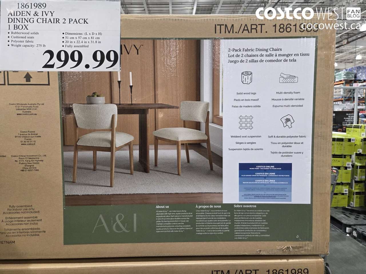 AIDEN & IVY DINING CHAIR 2 PACK 1 BOX