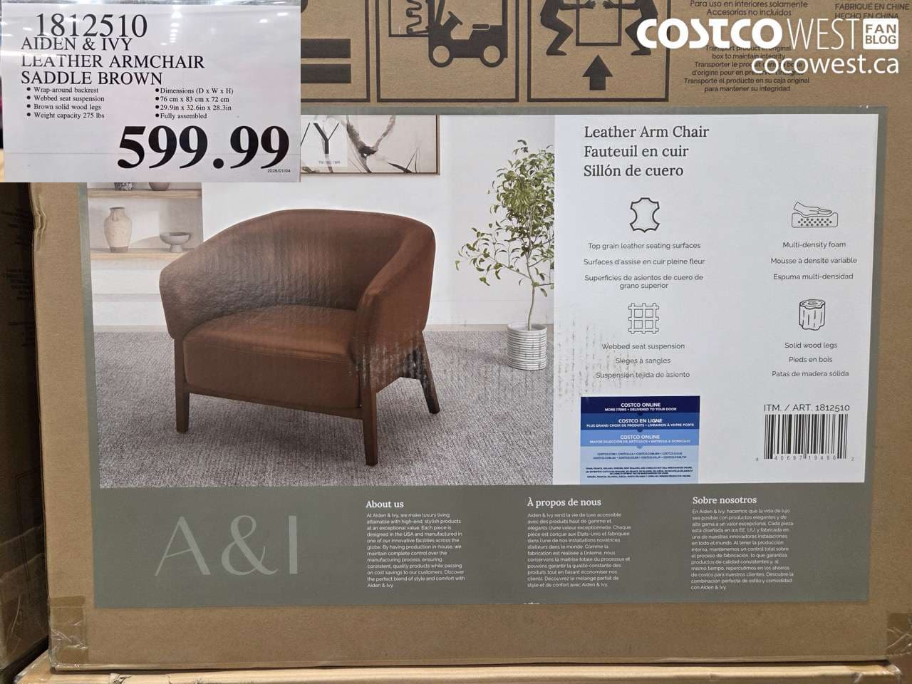 AIDEN & IVY LEATHER ARMCHAIR SADDLE BROWN