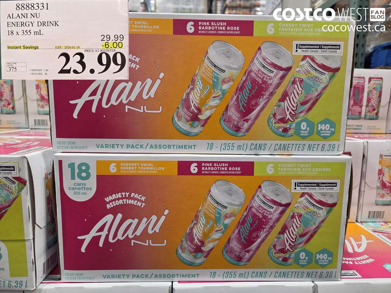 ALANI VARIETY V3 ENERGY DRINK 18 X 355ML