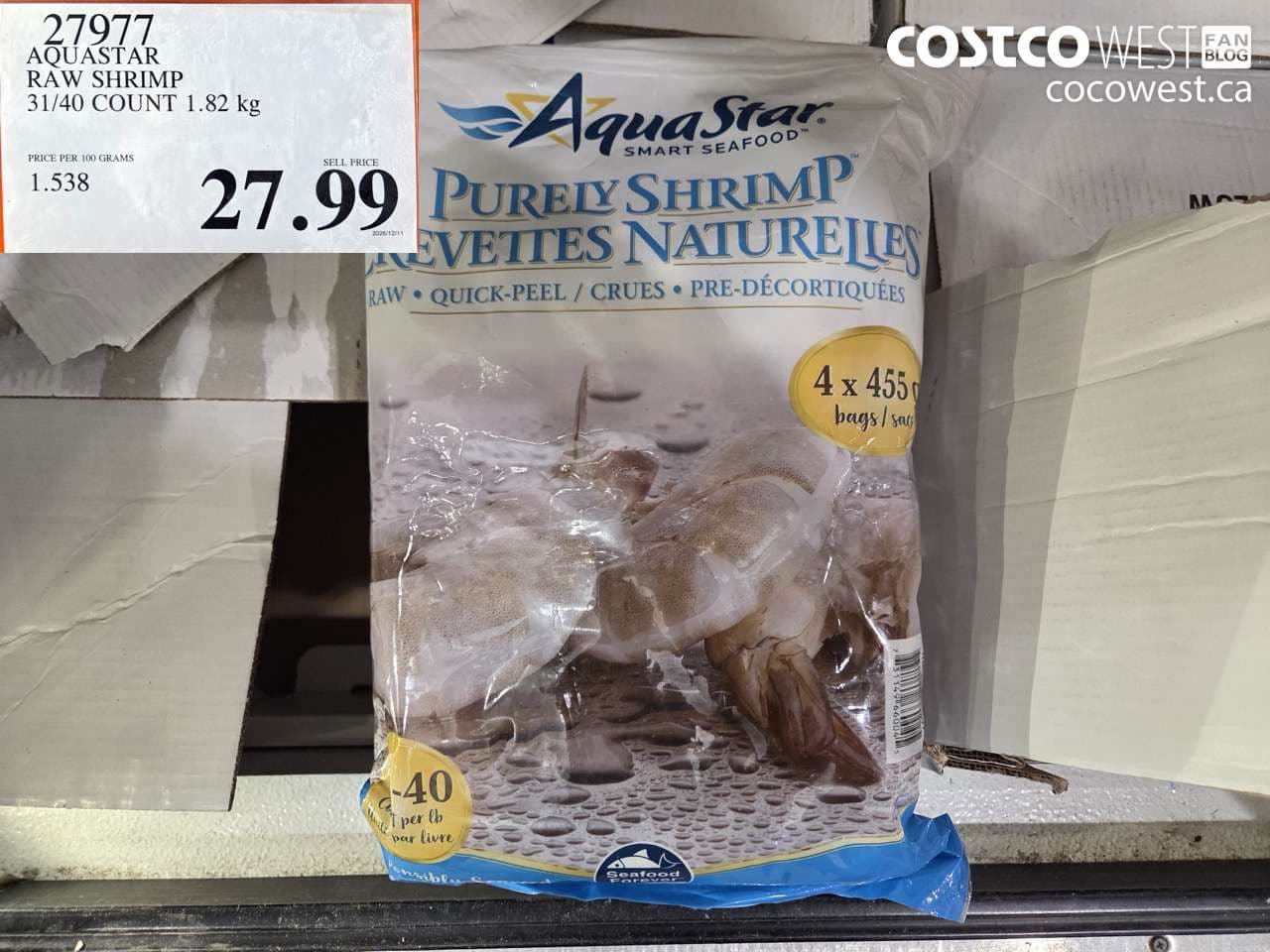 AQUA RAW SHRIMP 31/40 4 x 454 g