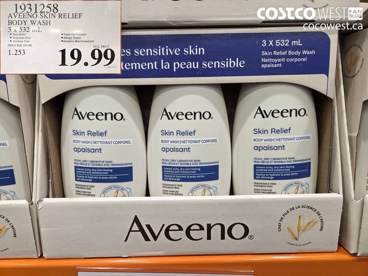 AVEENO SKIN RELIEF BODY WASH 3 X 532ML