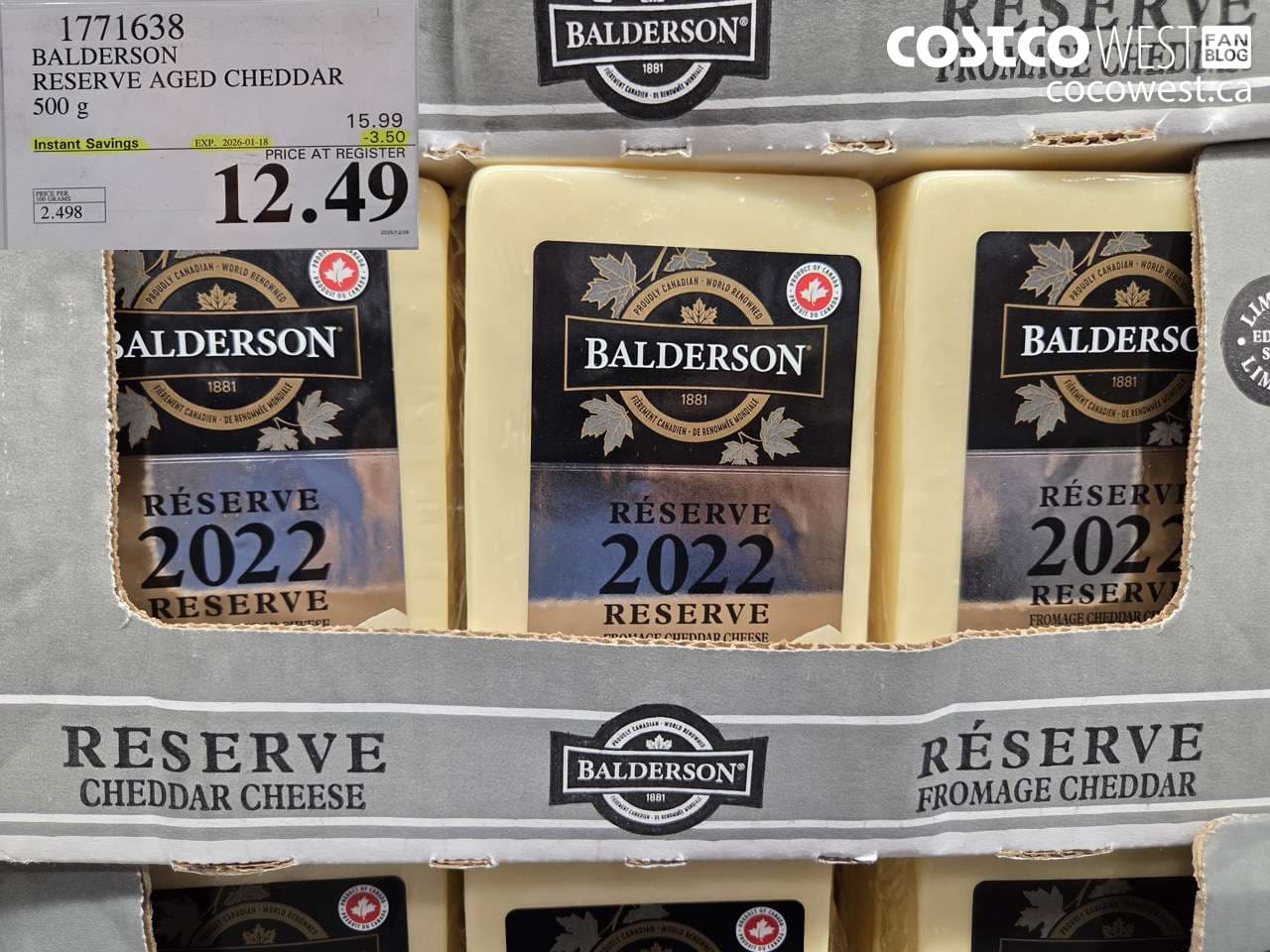 BALDERSON RESERVE AGED CHEDDAR 500 G