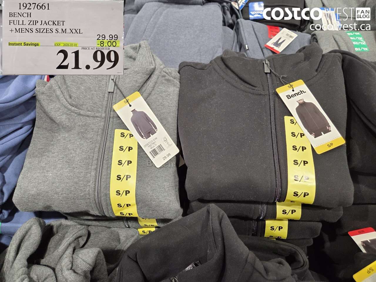 BENCH FULL ZIP JACKET MENS SIZES S.M.XXL