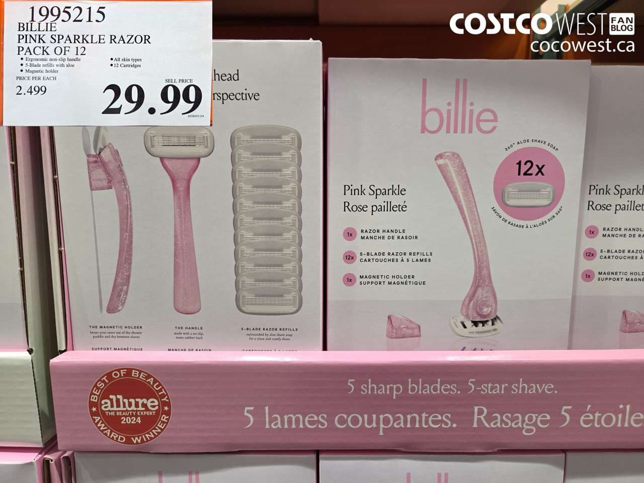 BILLIE PINK SPARKLE RAZOR PACK OF 12