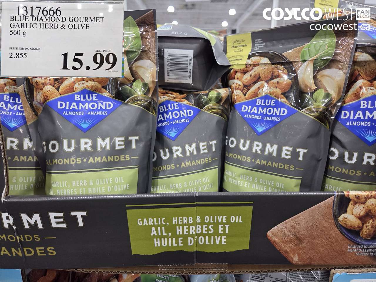 BLUE DIAMOND GOURMET GARLIC HERB & OLIVE 560G