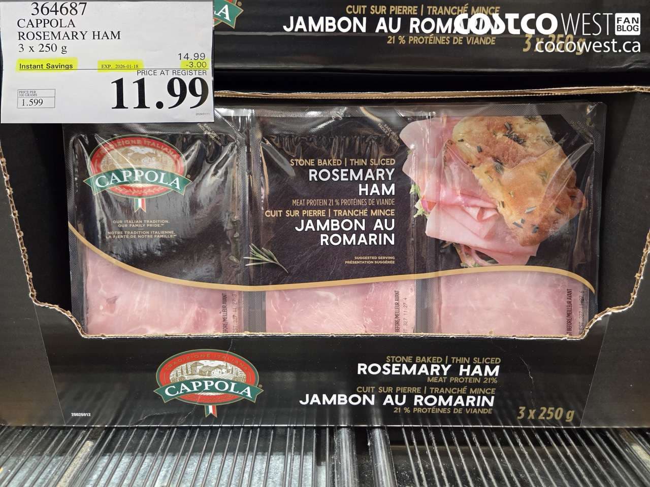 CAPPOLA FOODS ROSEMARY HAM 3 x 250 g
