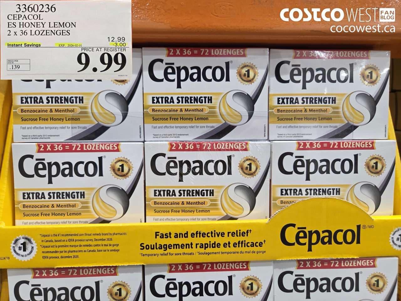 CEPACOL ES HONEY LEMON 2 X 36 LOZANGES
