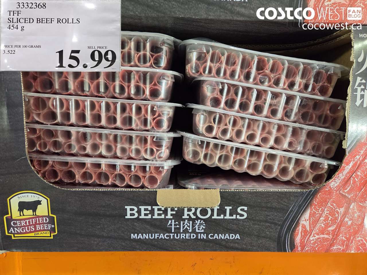 CERTIFIED ANGUS BEEF SLICED BEEF ROLLS 454 G