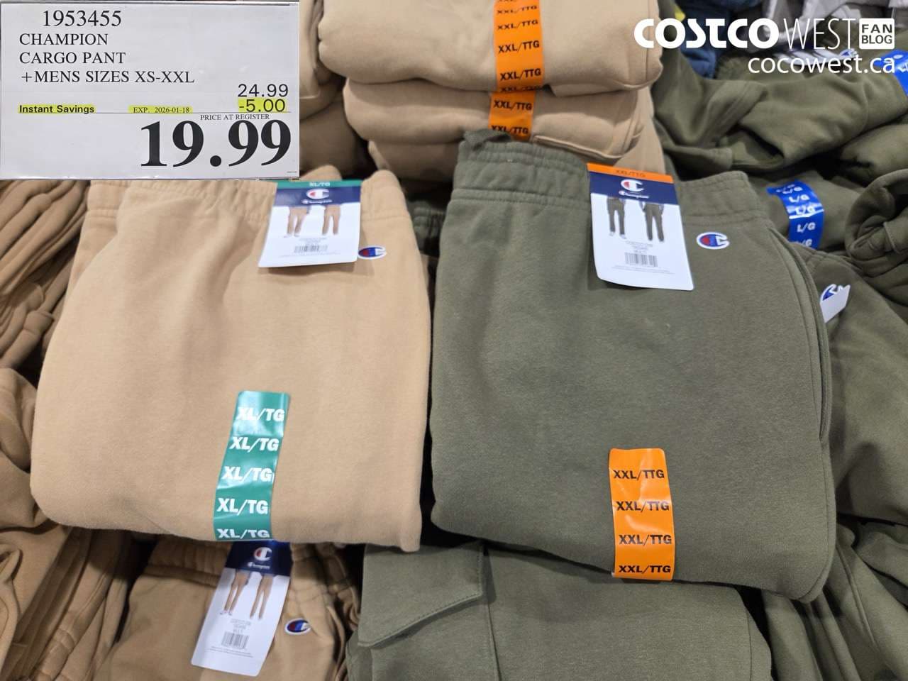 CHAMPION CARGO PANT MENS SIZES XS-XXL