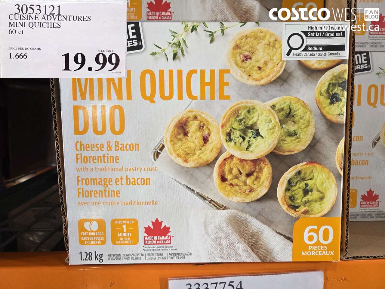 CUISINE ADVENTURES MINI QUICHES 60 CT