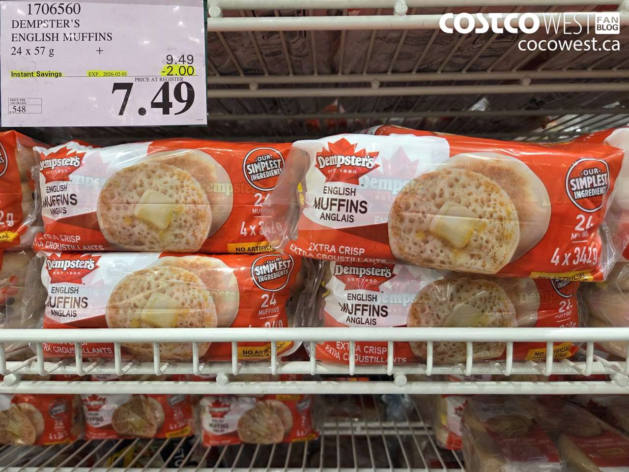 DEMPSTER’S ENGLISH MUFFINS 24 Pack