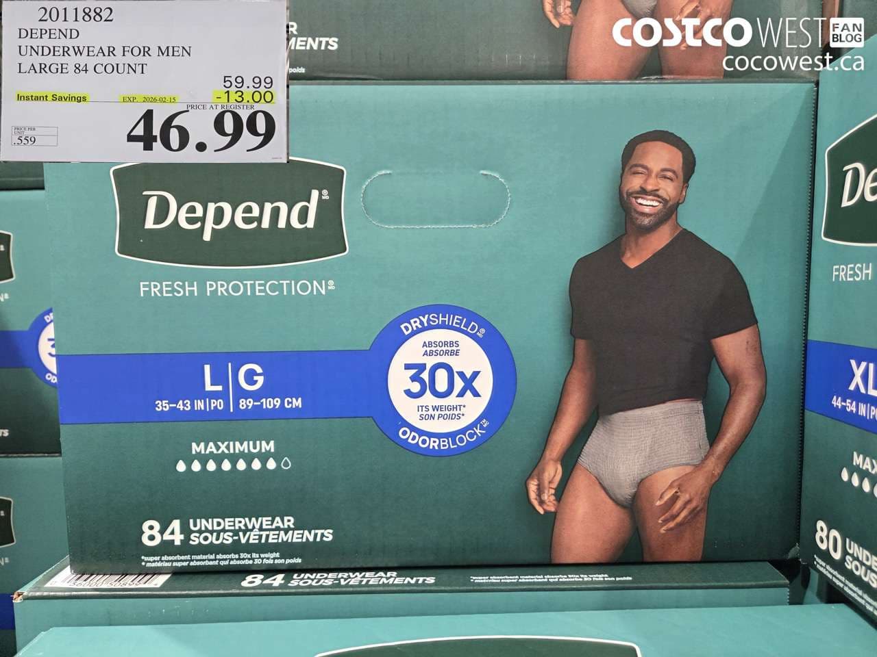 DEPEND UNDERWEAR FOR MEN LARGE 84 COUNT