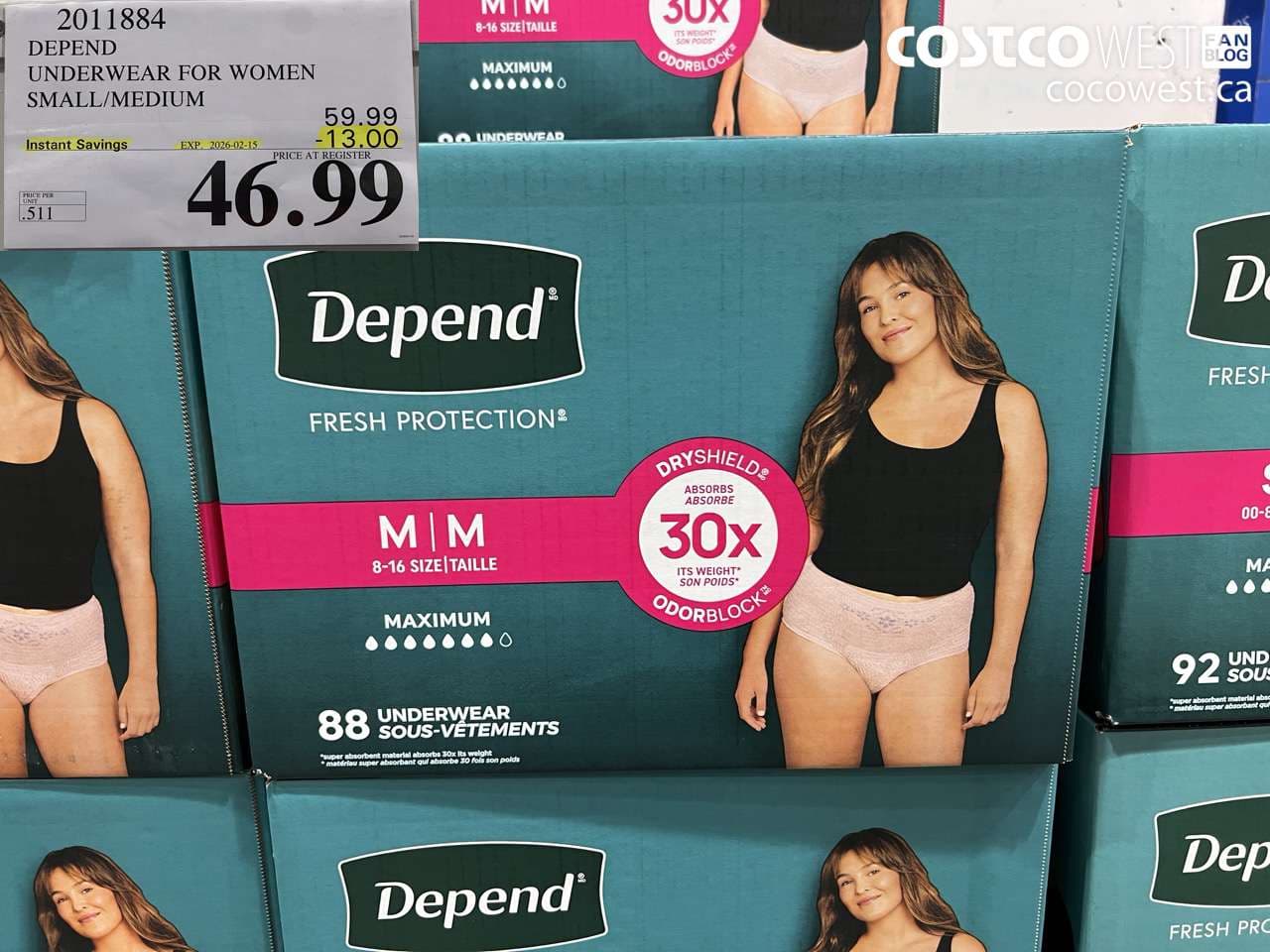 DEPEND UNDERWEAR FOR WOMEN SMALL/MEDIUM