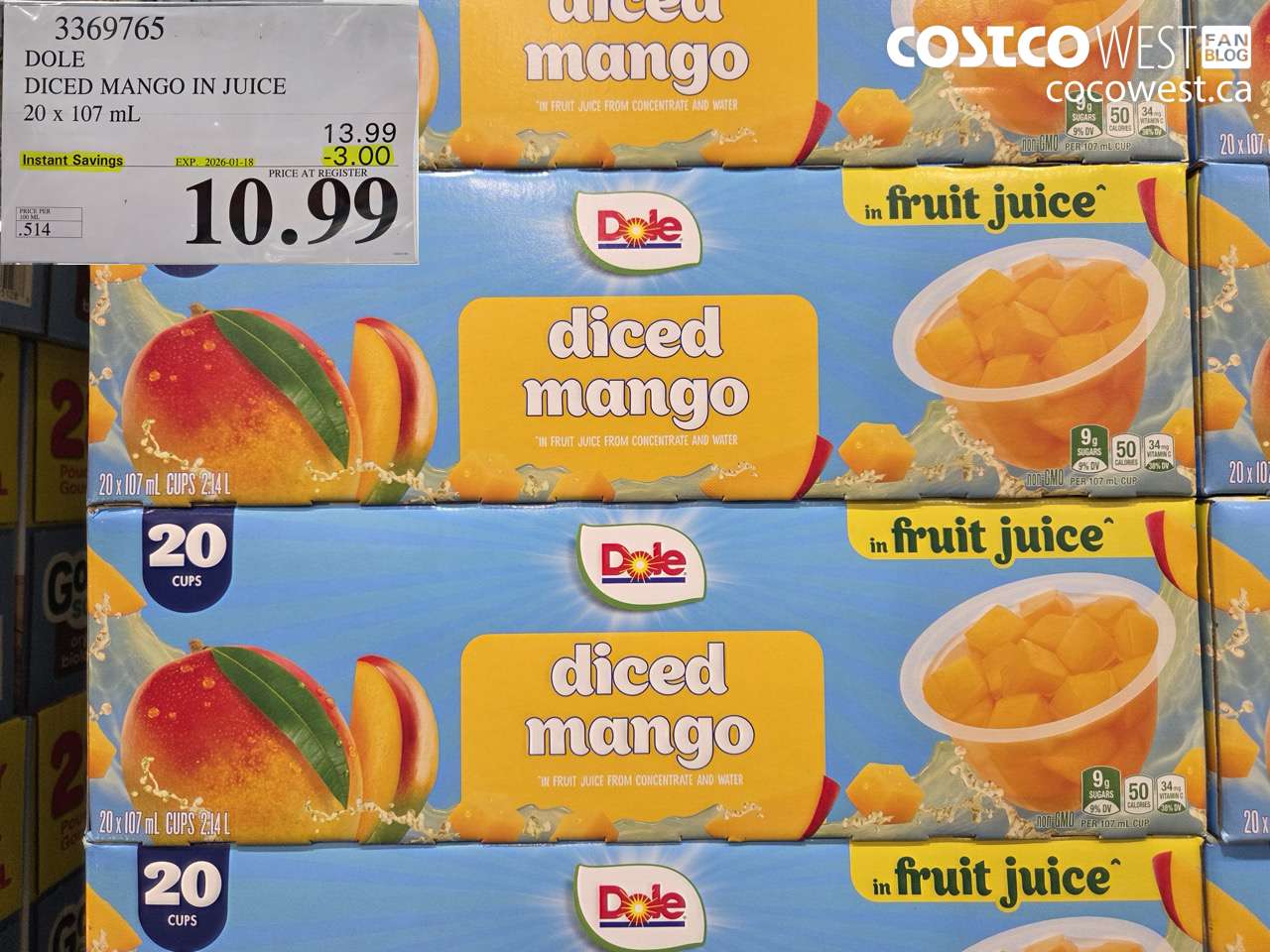 DOLE DICED MANGO IN JUICE 20 X 107ML