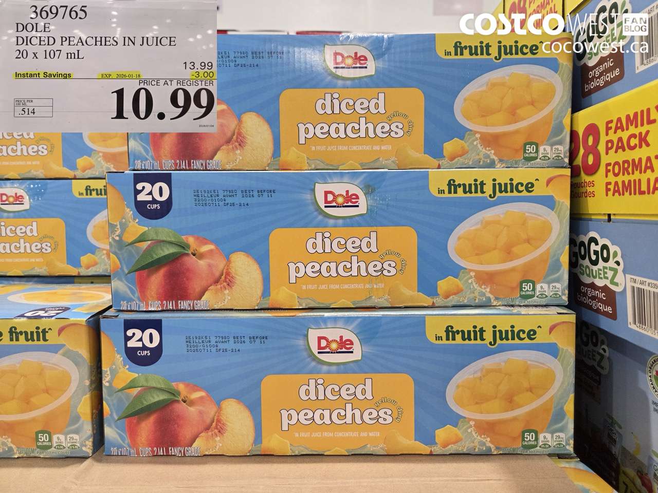 DOLE DICED PEACHES IN JUICE 20 X 107ML
