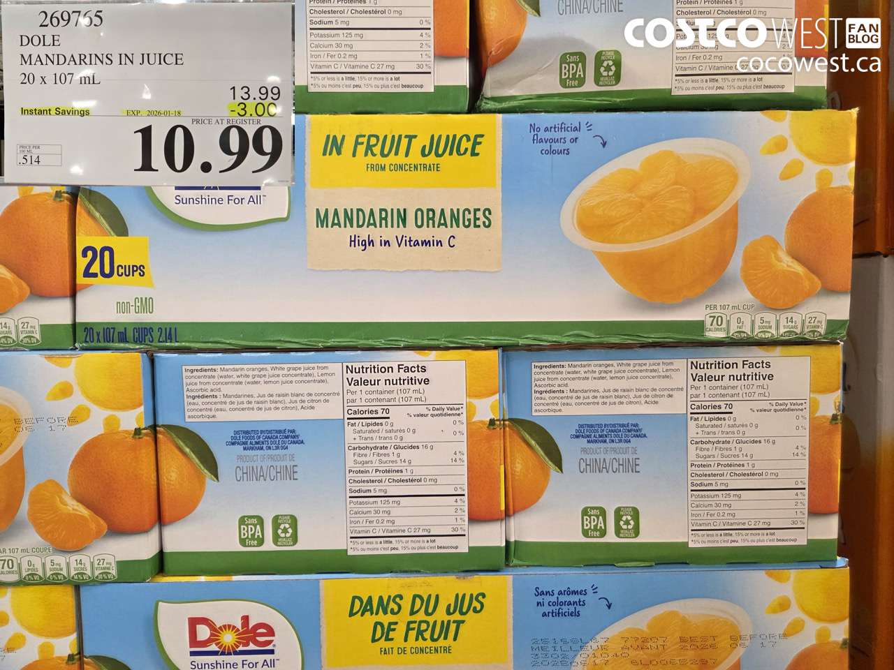 DOLE MANDARINS IN JUICE 20 x 107 mL