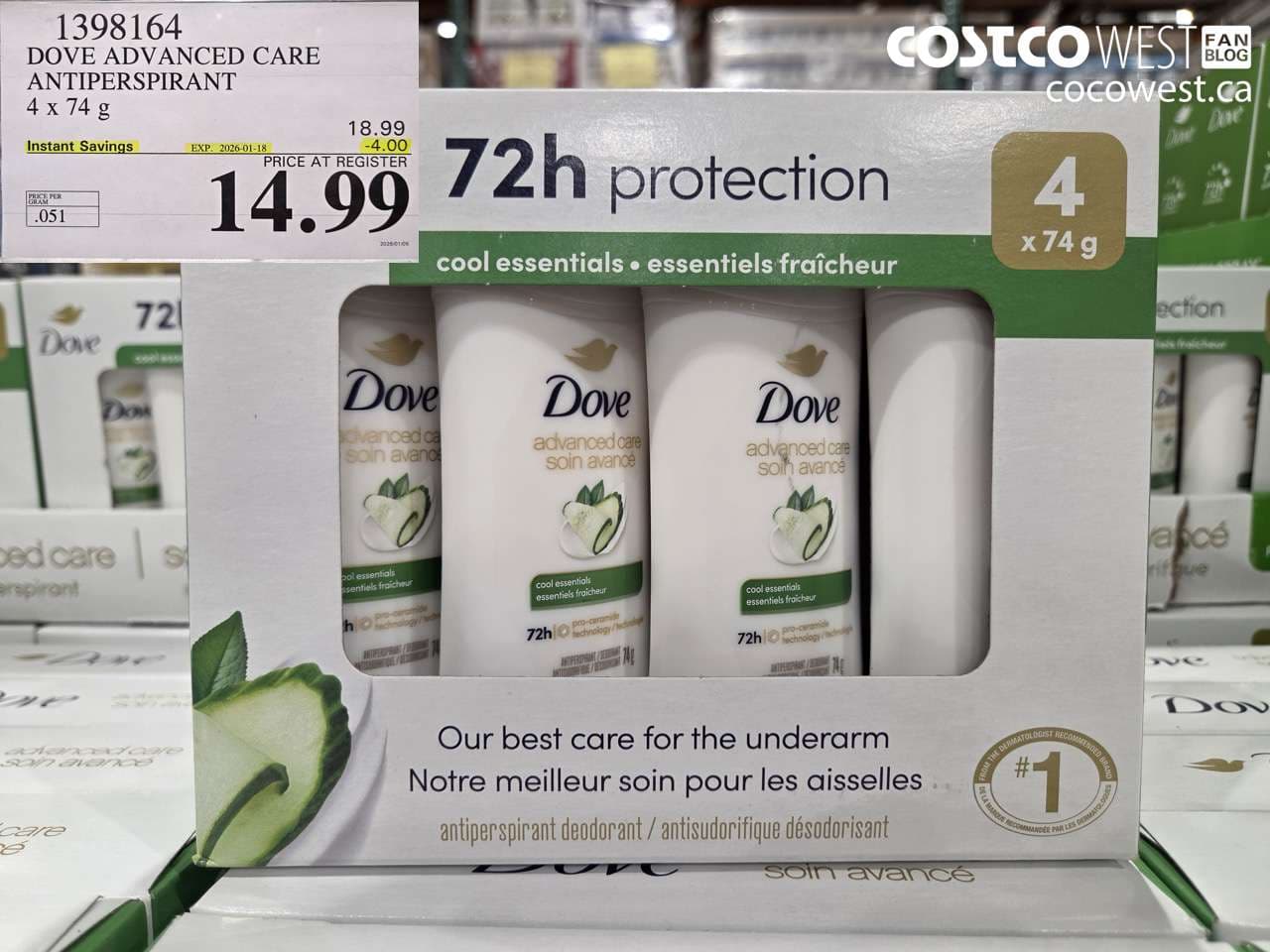 DOVE ADVANCED CARE ANTIPERSPIRANT 4x74 g