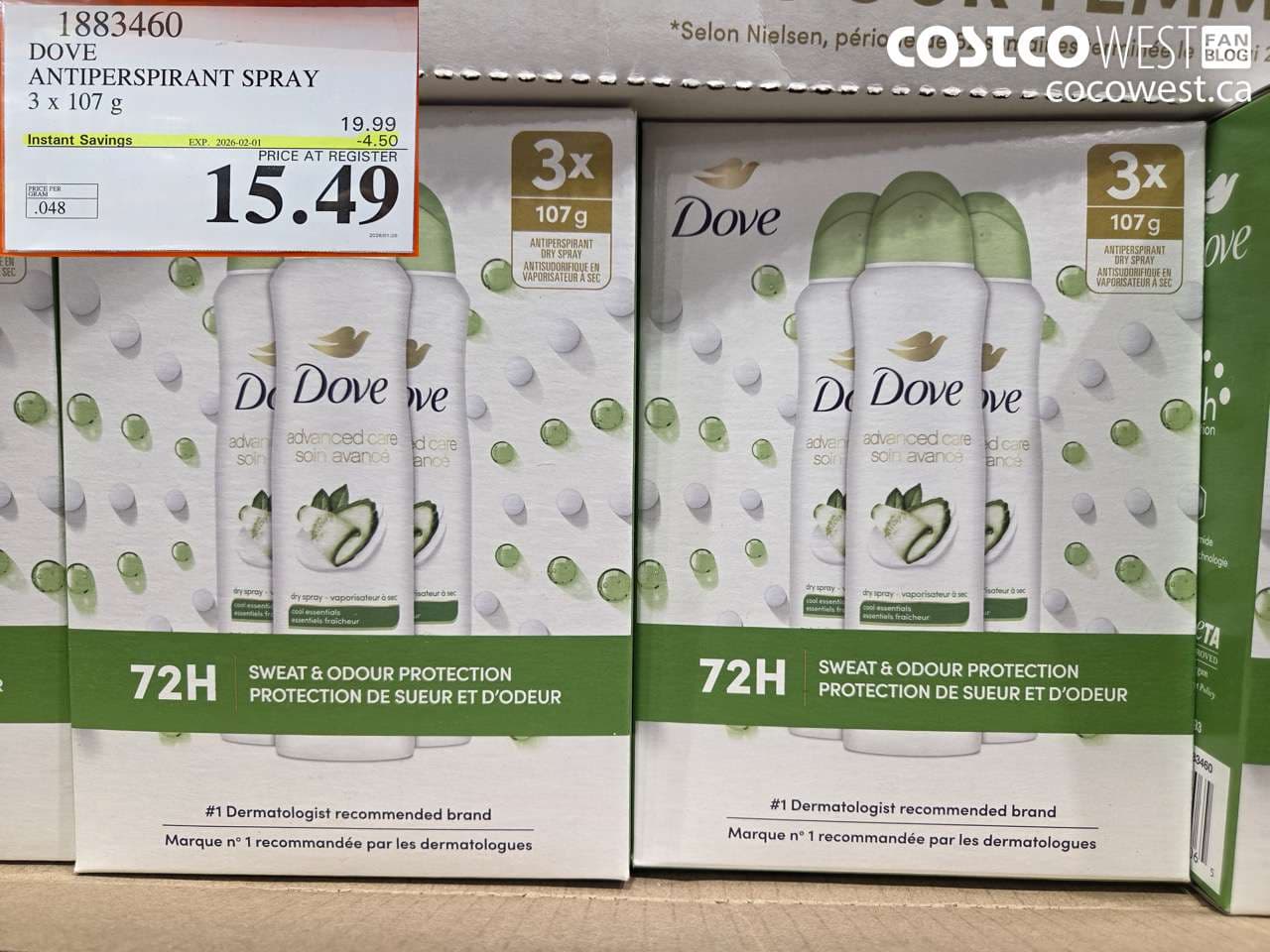 DOVE ANTIPERSPIRANT SPRAY 3 X 107G