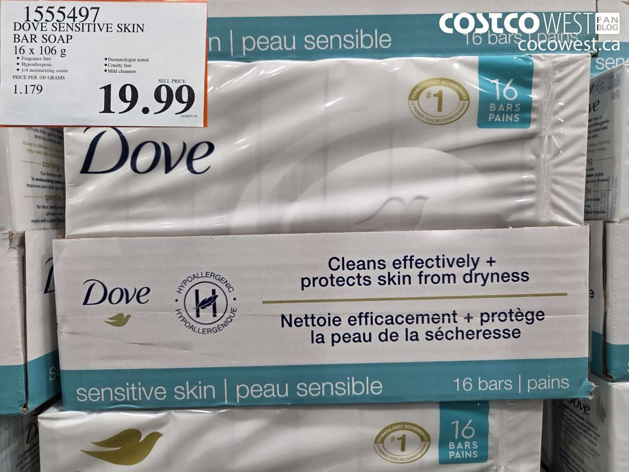 DOVE BAR SOAP SENSITIVE SKIN 16 x 106 g