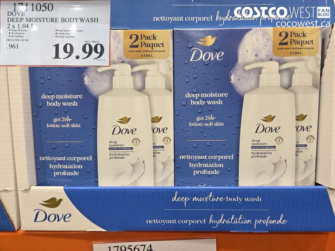 DOVE DEEP MOISTURE BODYWASH 2 X 1.04L