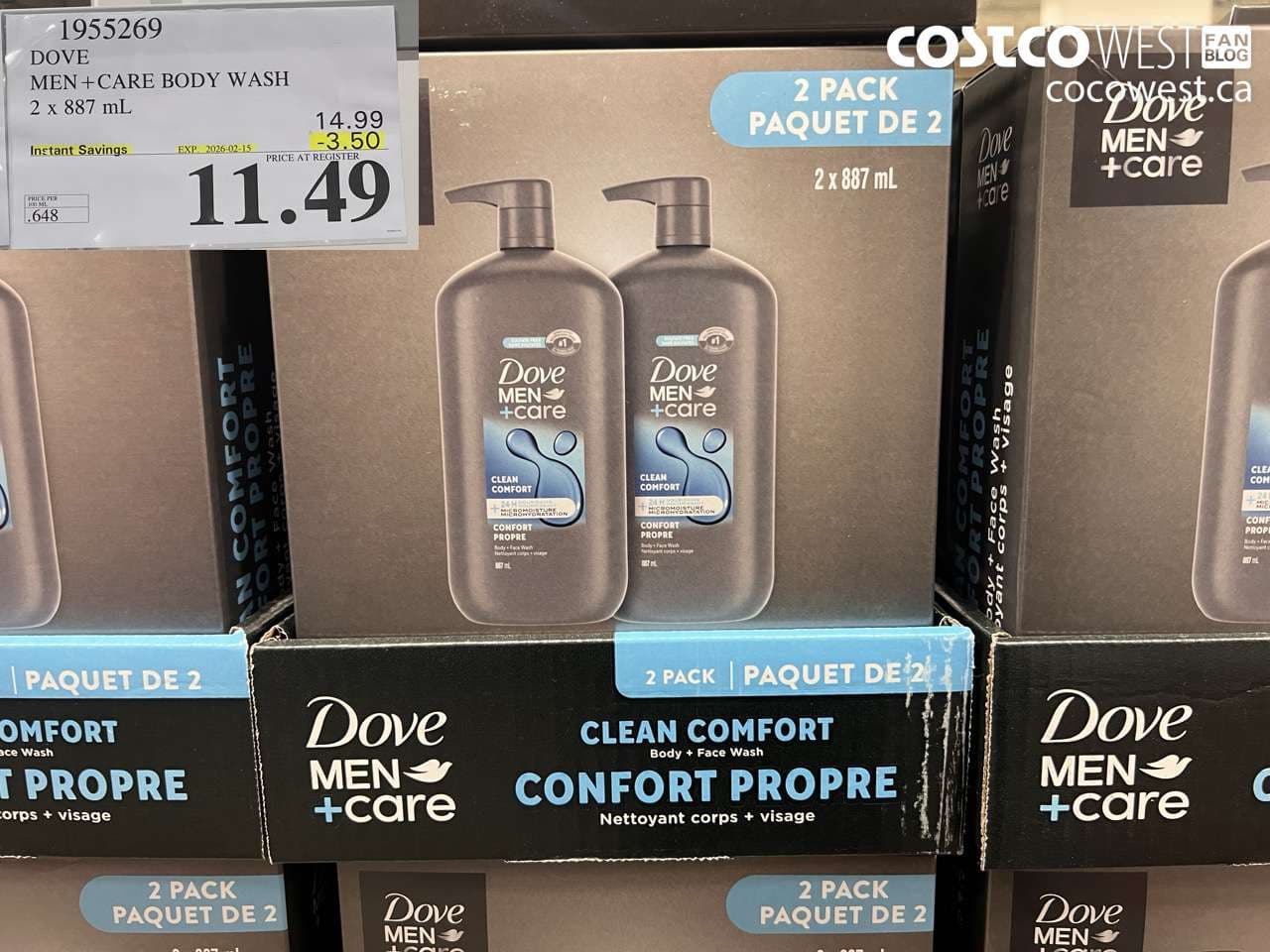 DOVE MEN+ CARE BODY WASH 2 X 887ML