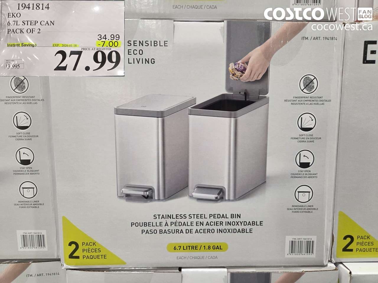 EKO 6.7L STEP CAN PACK OF 2