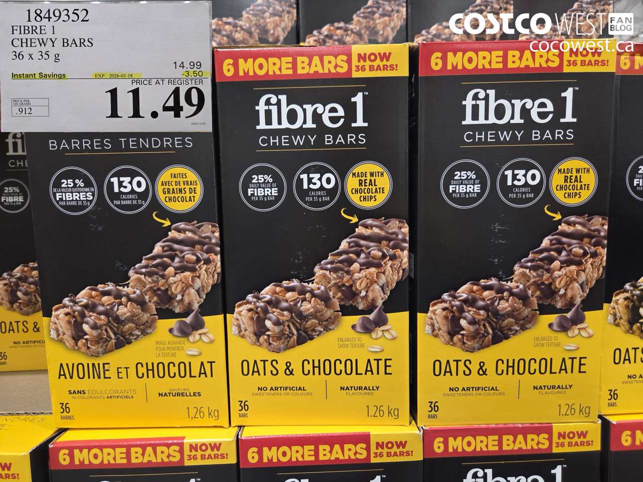 FIBRE 1 CHEWY BARS 36 x 35 g