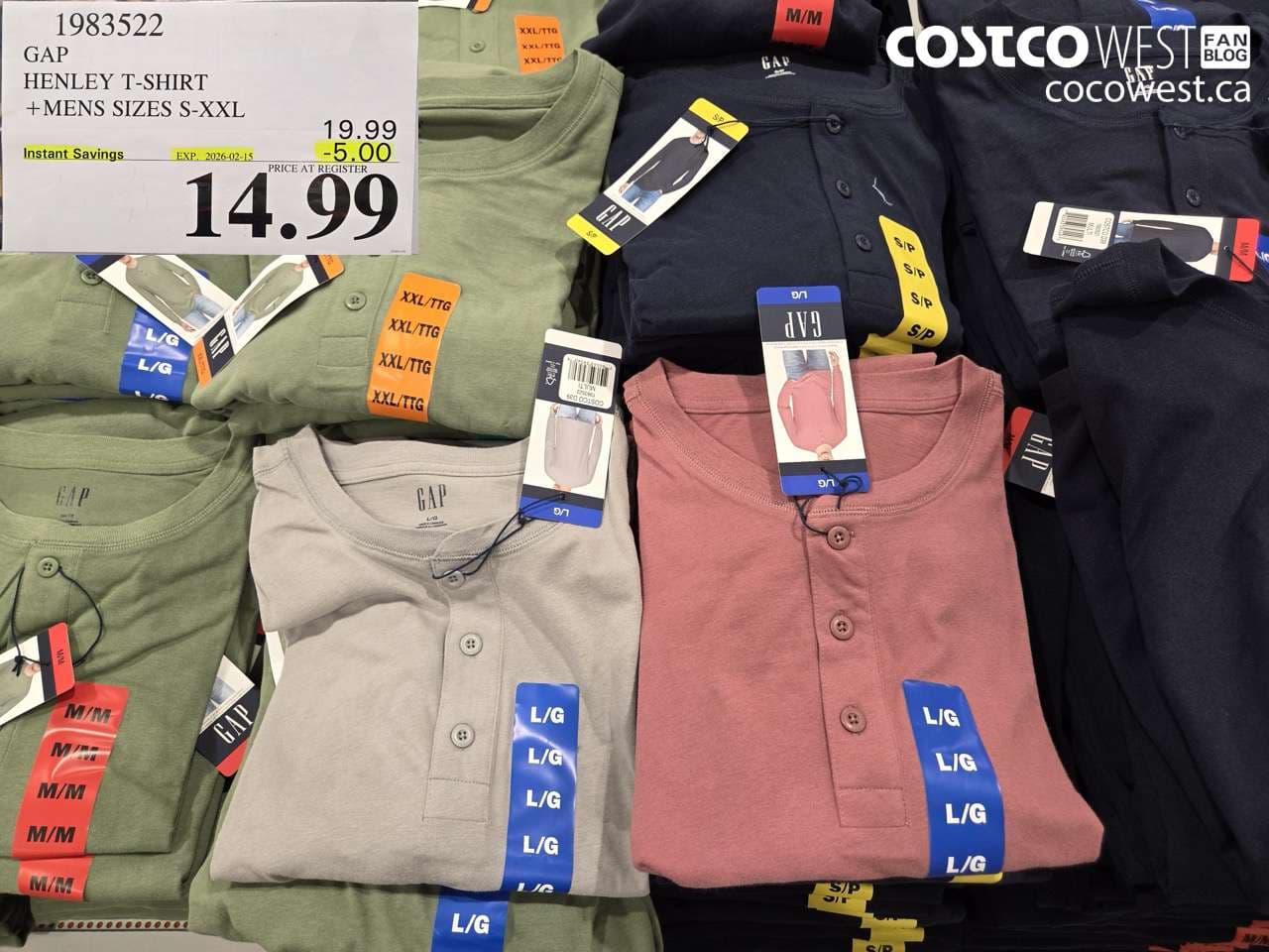 GAP HENLEY T-SHIRT MENS SIZES S-XXL