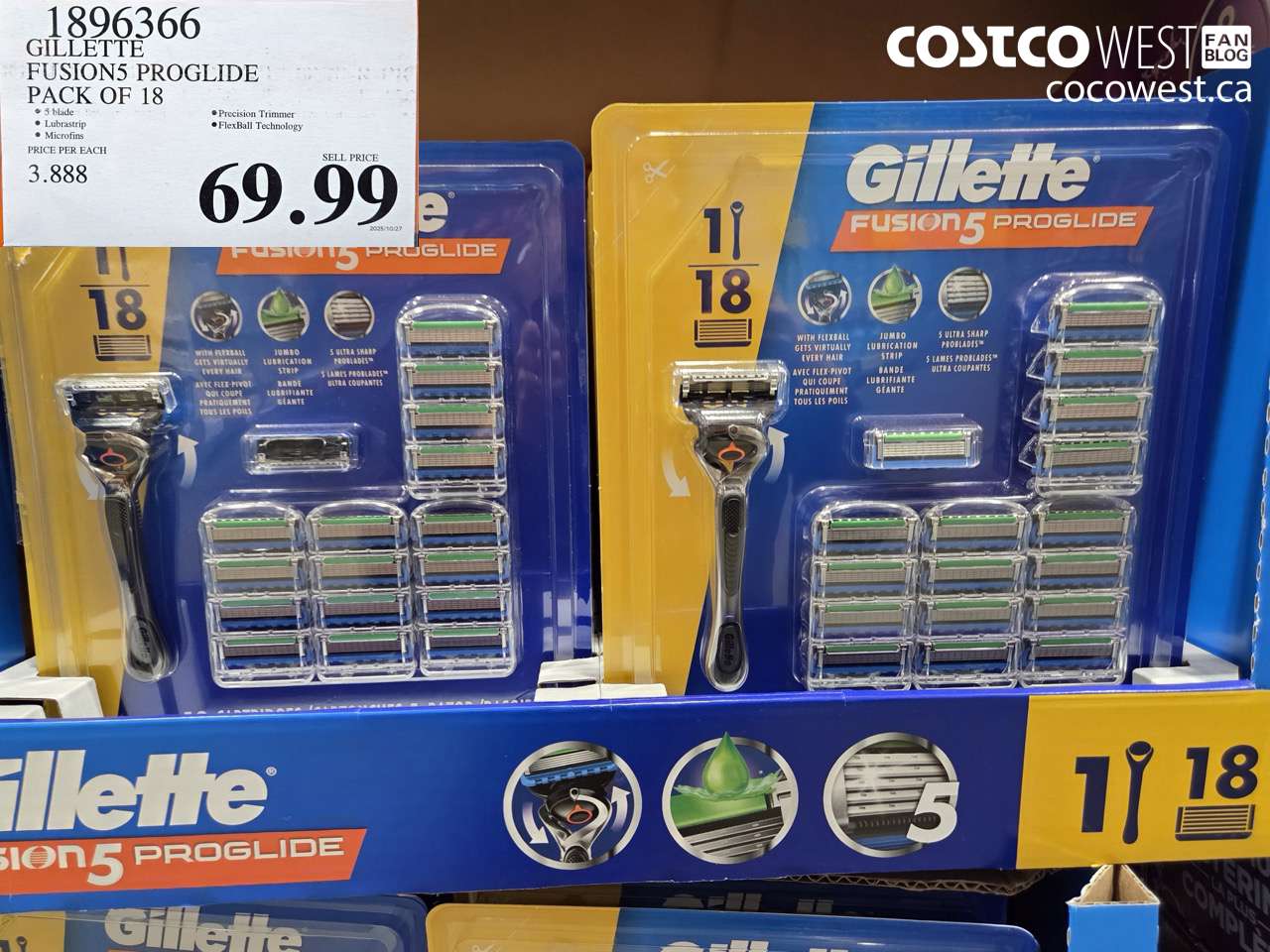 GILLETTE FUSION5 PROGLIDE PACK OF 18