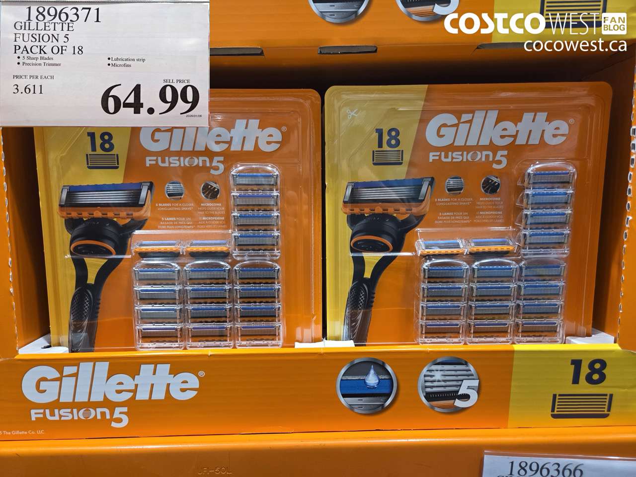 GILLETTE FUSION 5 PACK OF 18
