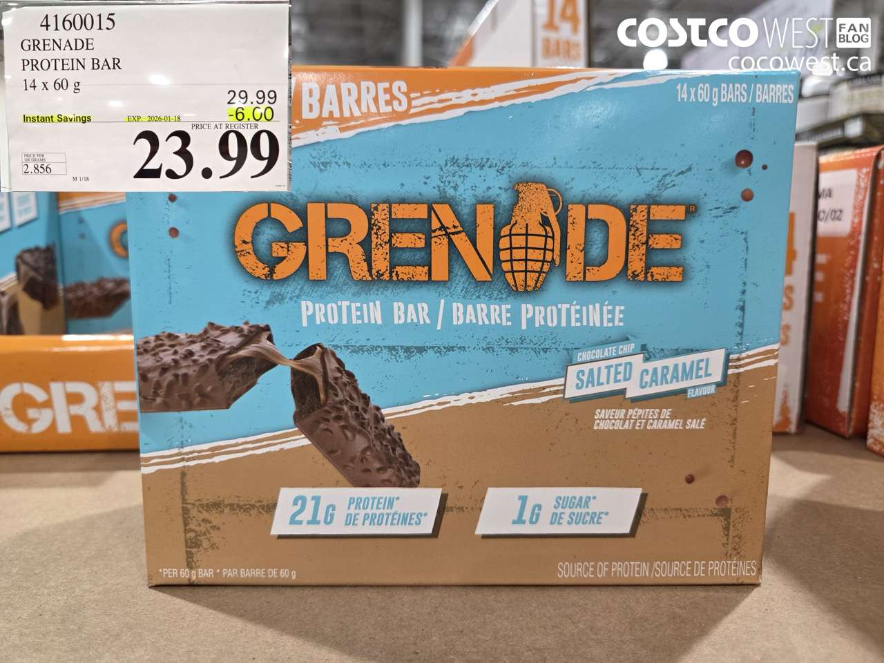 GRENADE PROTEIN BAR SALTED CARAMEL 14 X 60 G