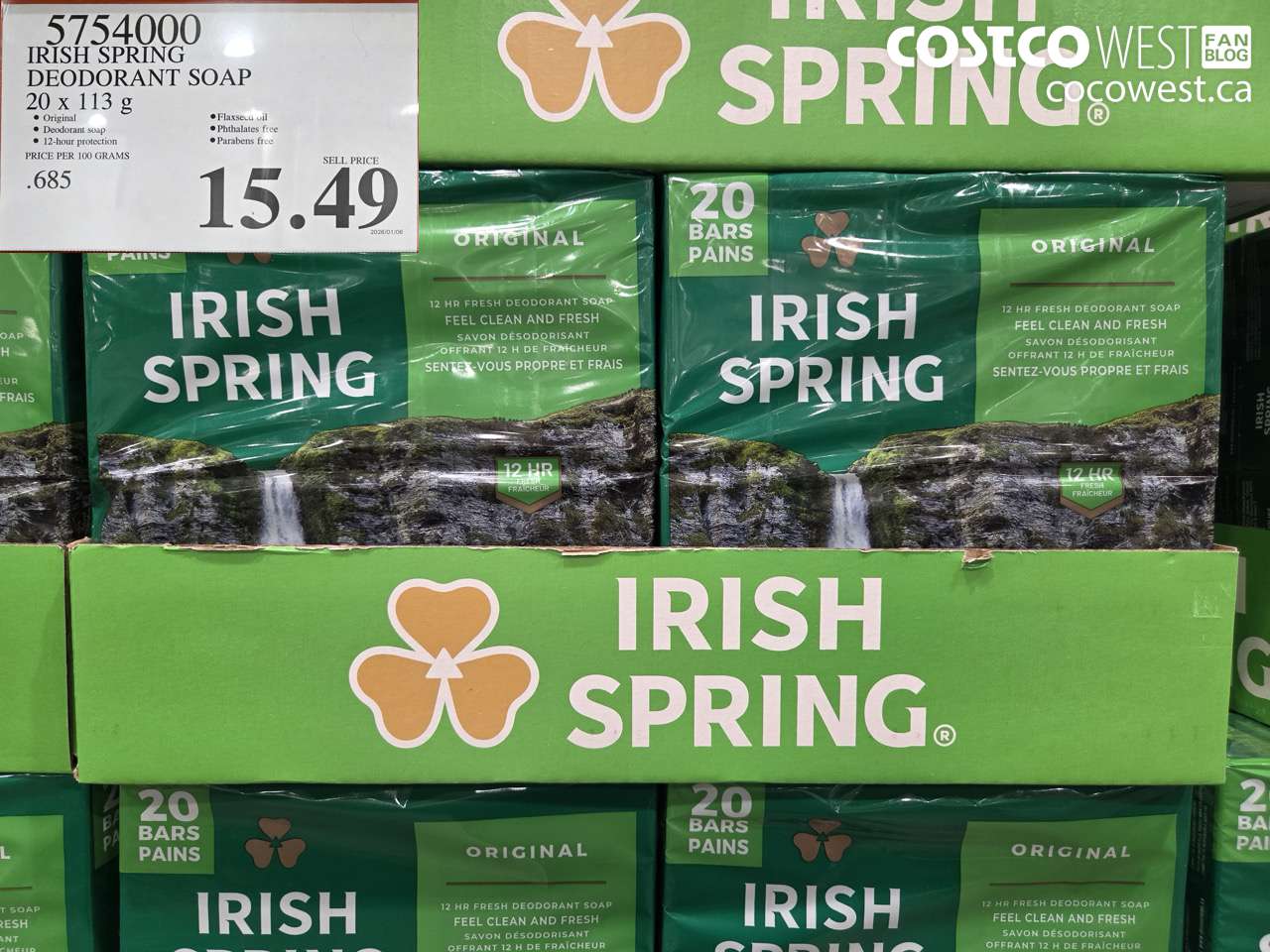 IRISH SPRING DEODORANT SOAP 20 x 113 g