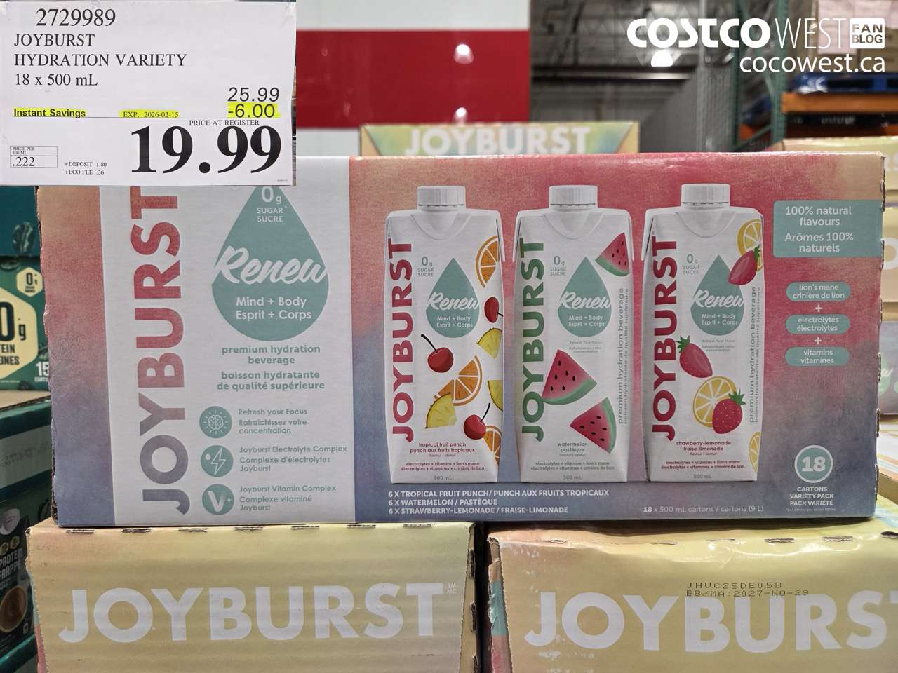 JOYBURST HYDRATION VARIETY 18 X 500ML