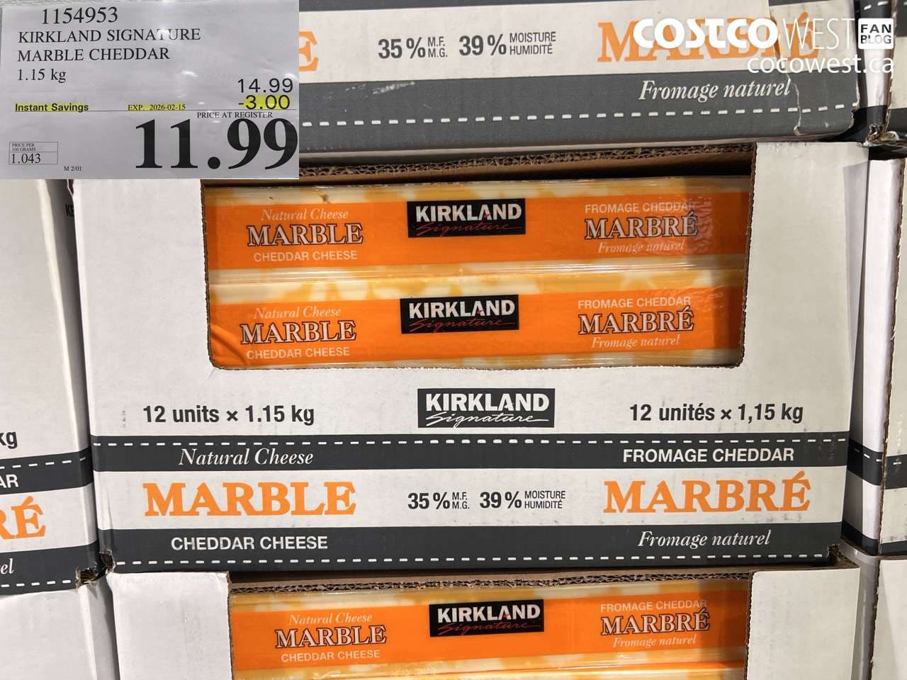 KIRKLAND SIGNATURE MARBLE CHEDDAR 1.15 kg