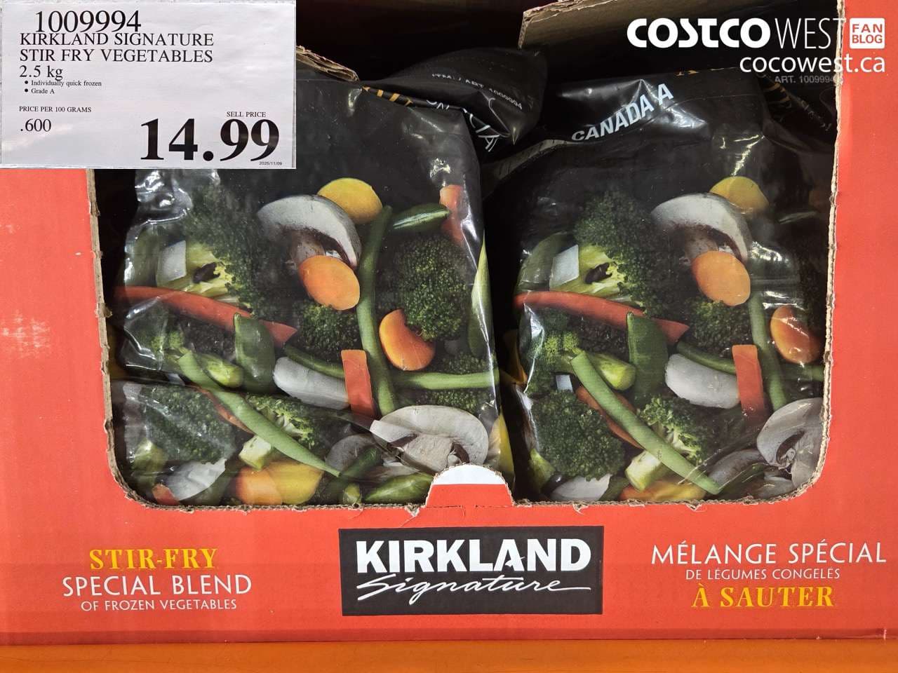 KIRKLAND SIGNATURE STIR FRY VEGETABLES 2.5 kg