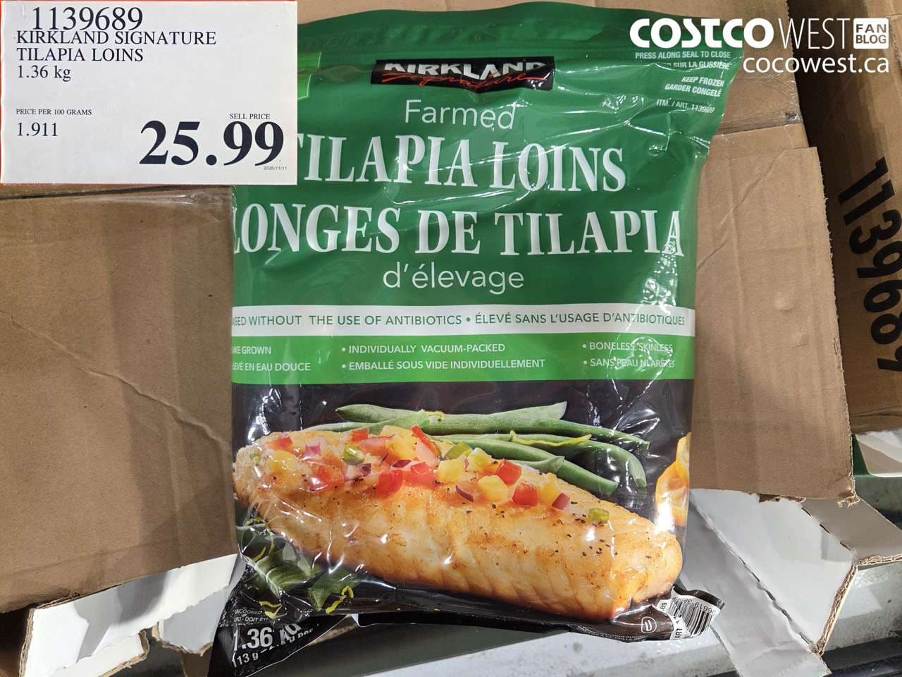 KIRKLAND SIGNATURE TILAPIA LOINS 1.36 kg
