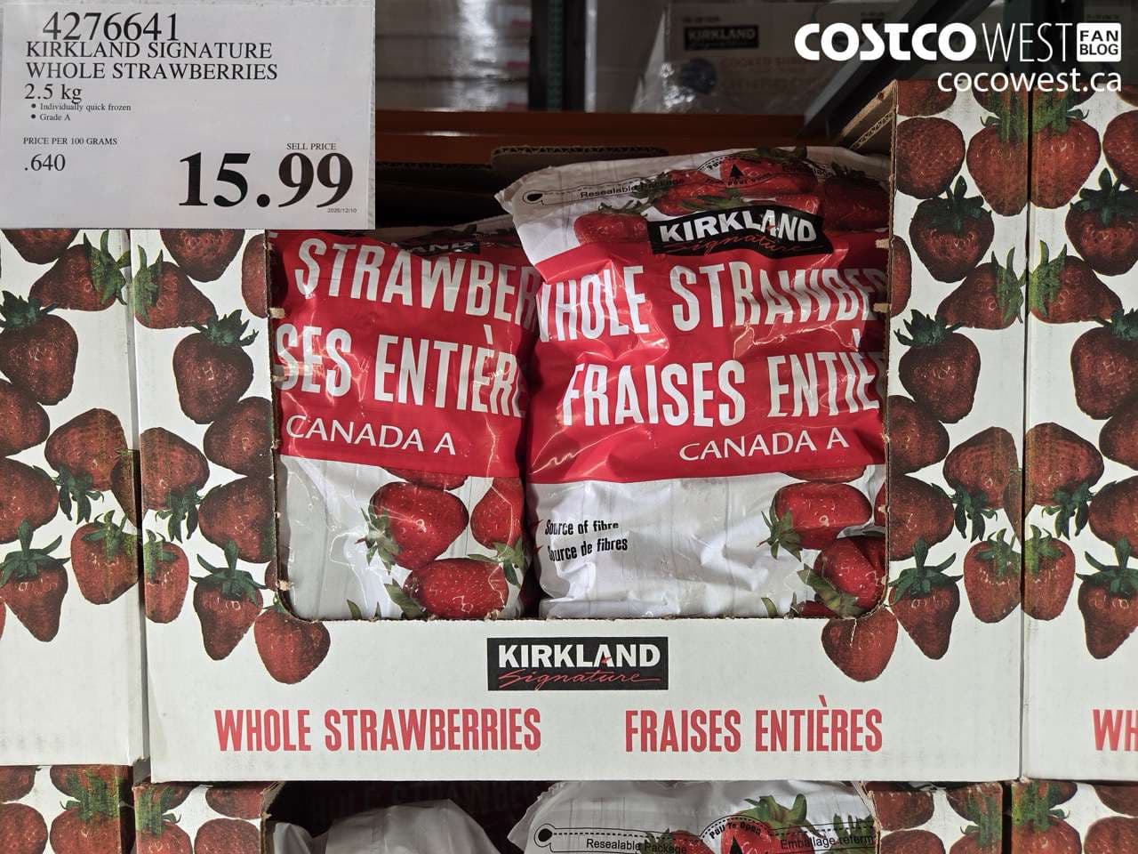 KIRKLAND SIGNATURE WHOLE STRAWBERRIES 2.5 kg