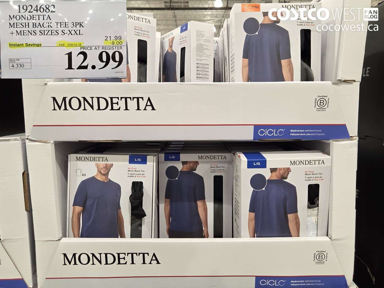 MONDETTA MESH BACK TEE 3PK MENS SIZES S-XXL