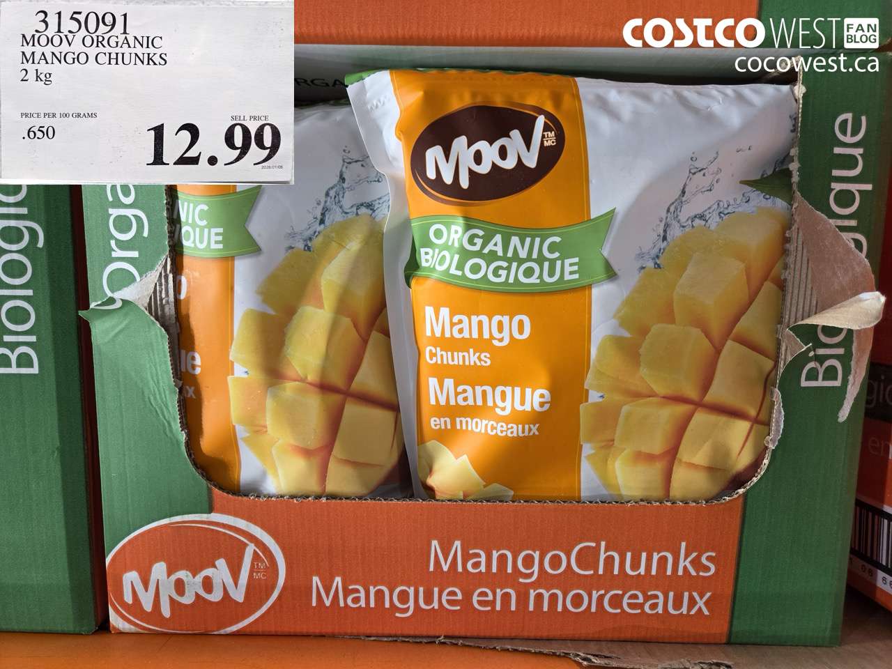 MOOV ORGANIC MANGO CHUNKS 2 kg