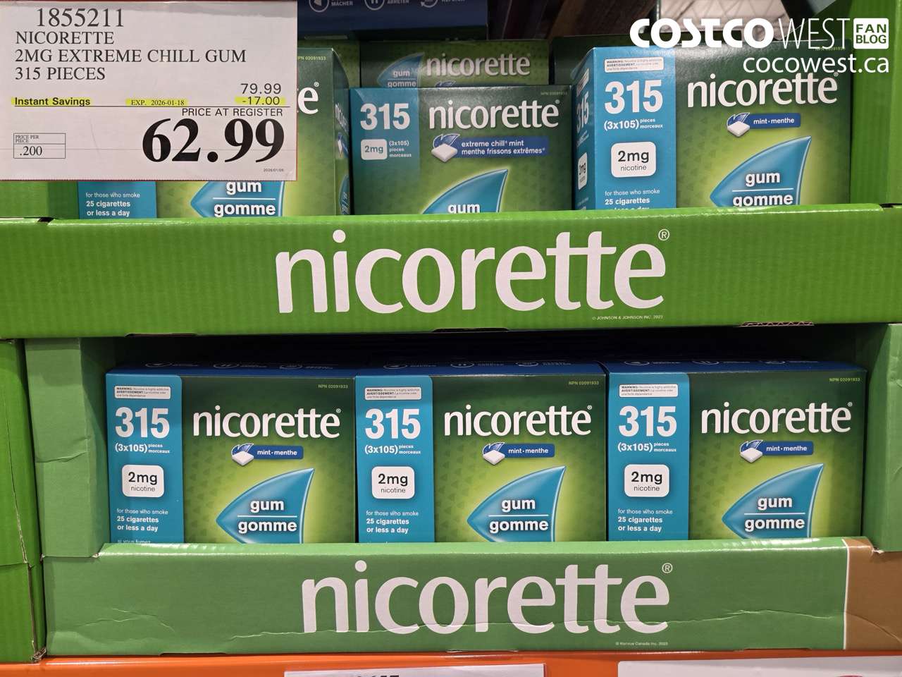 NICORETTE 2MG EXTREME CHILL GUM 315 PIECES