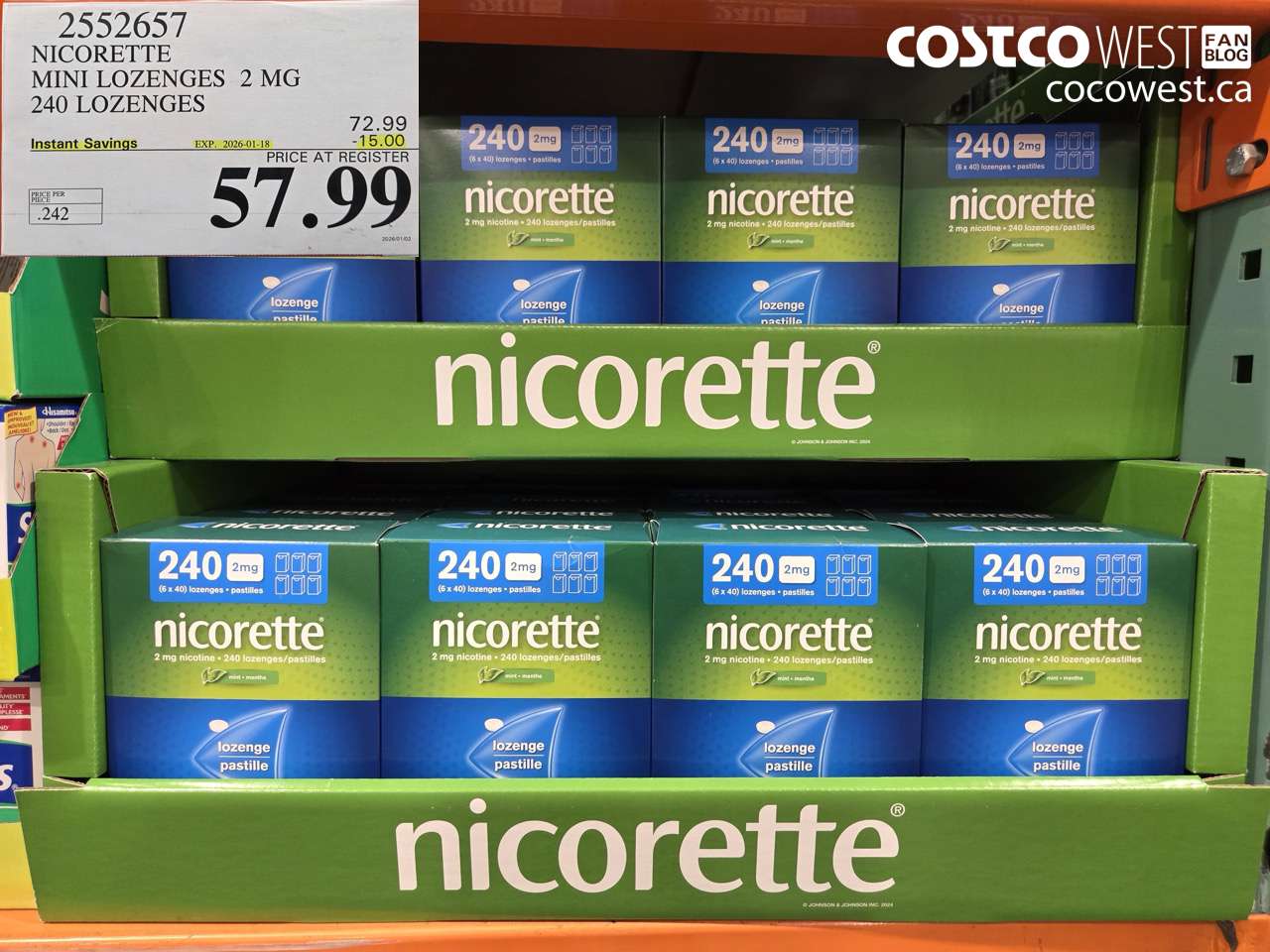 NICORETTE MINI LOZENGES 2MG 240 LOZENGES
