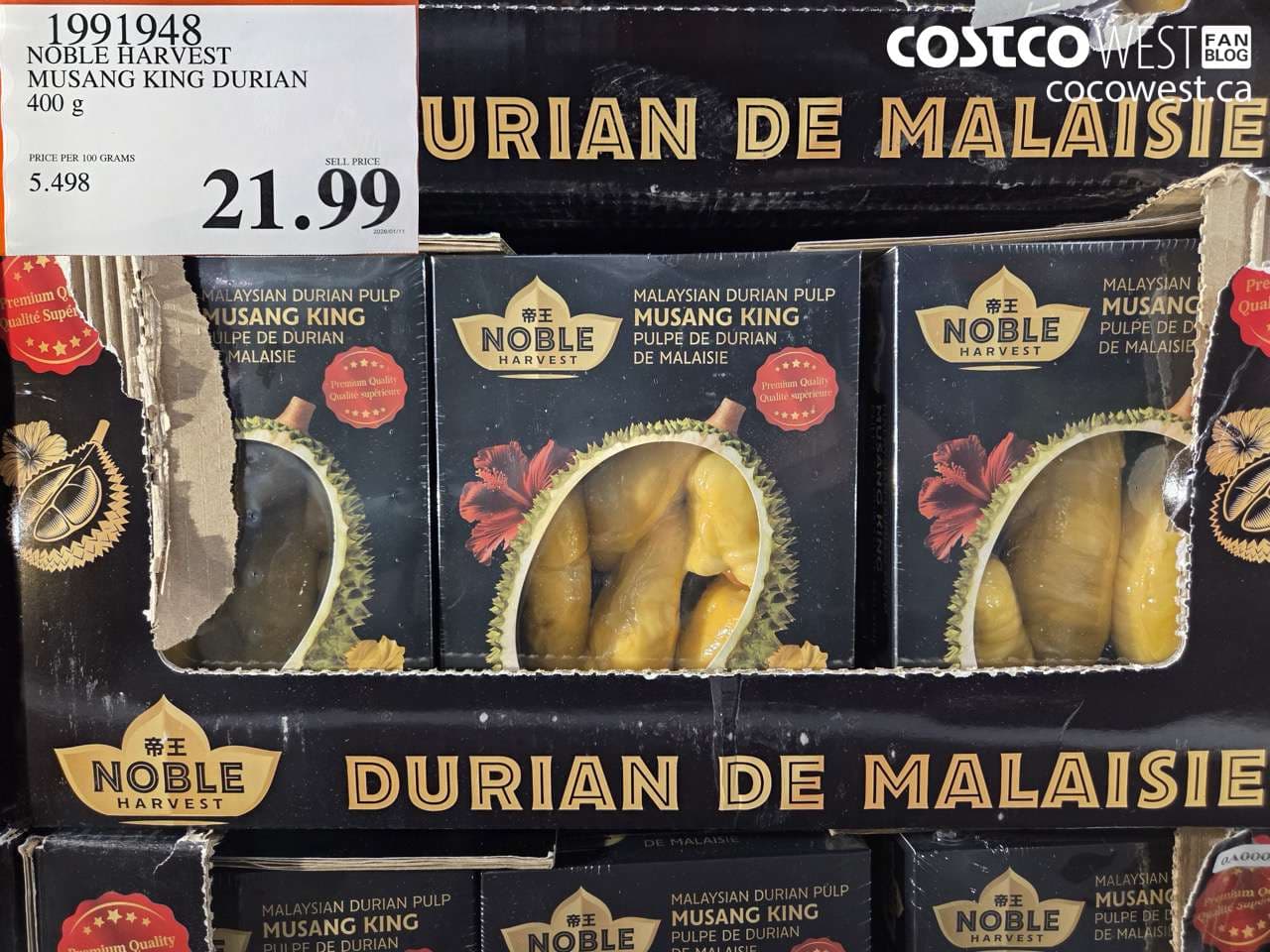 NOBLE HARVEST MUSANG KING DURIAN 400G