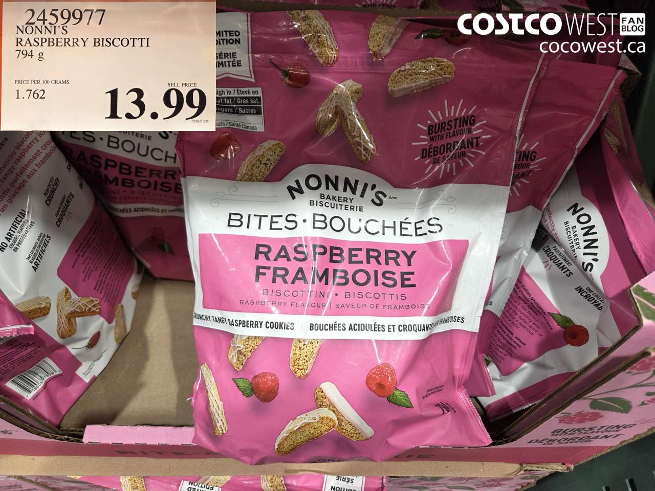 NONNI’S RASPBERRY BISCOTTI 794G