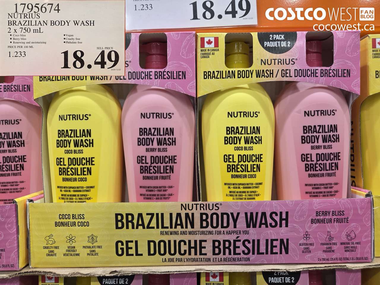 NUTRIUS BRAZILIAN BODY WASH 2 X 750ML