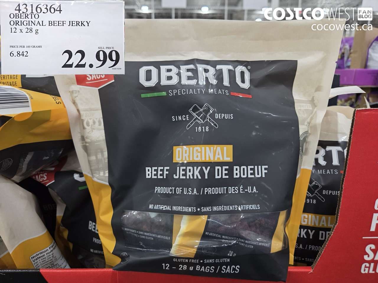 OBERTO ORIGINAL BEEF JERKY 12 X 28 G