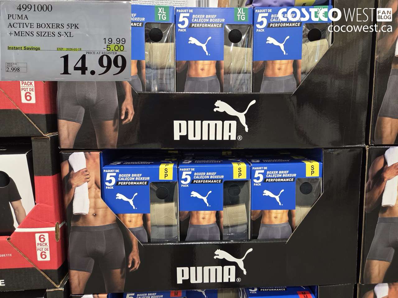 PUMA ACTIVE BOXERS 5PK MENS SIZES S-XL