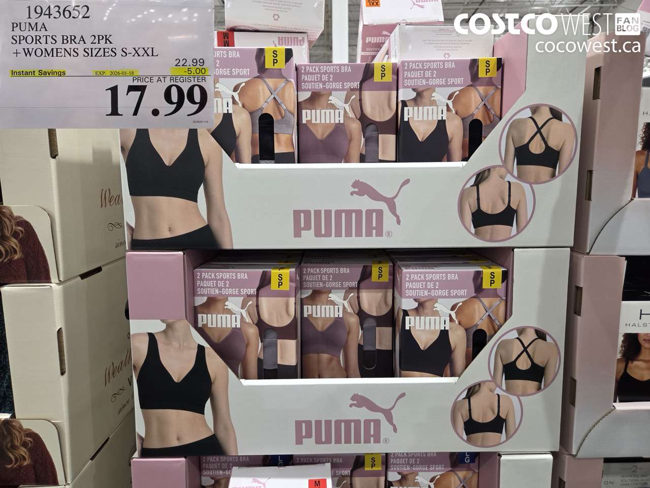 PUMA SPORTS BRA 2PK WOMENS SIZES S-XXL