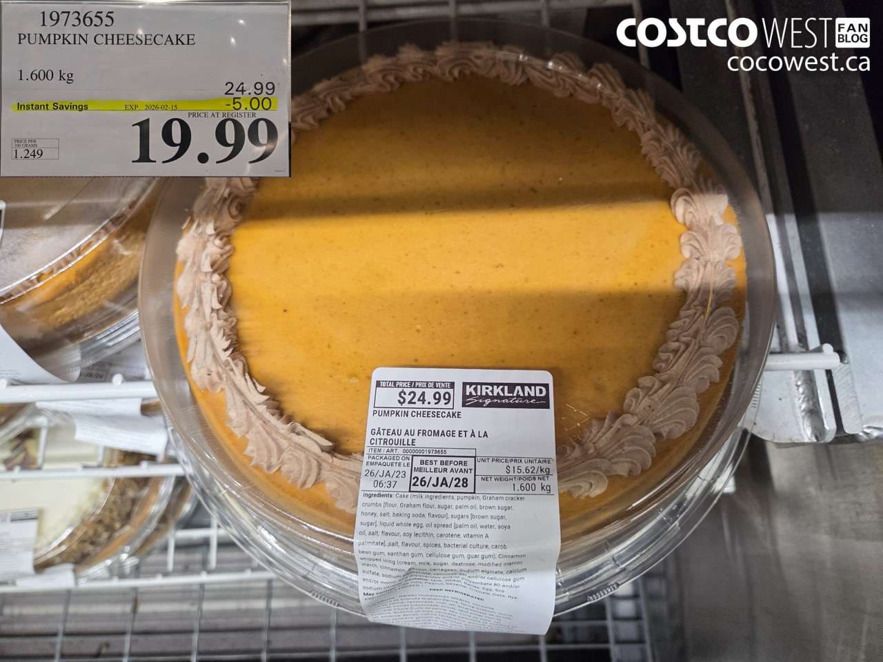 PUMPKIN CHEESECAKE 1.600 KG