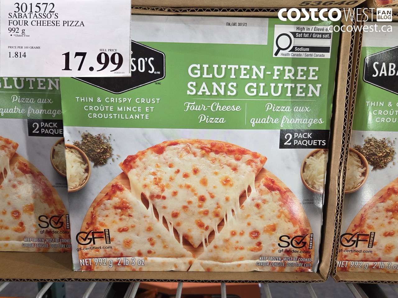 SABATASSO’S GLUTEN-FREE CHEESE PIZZA 2 X 496 G