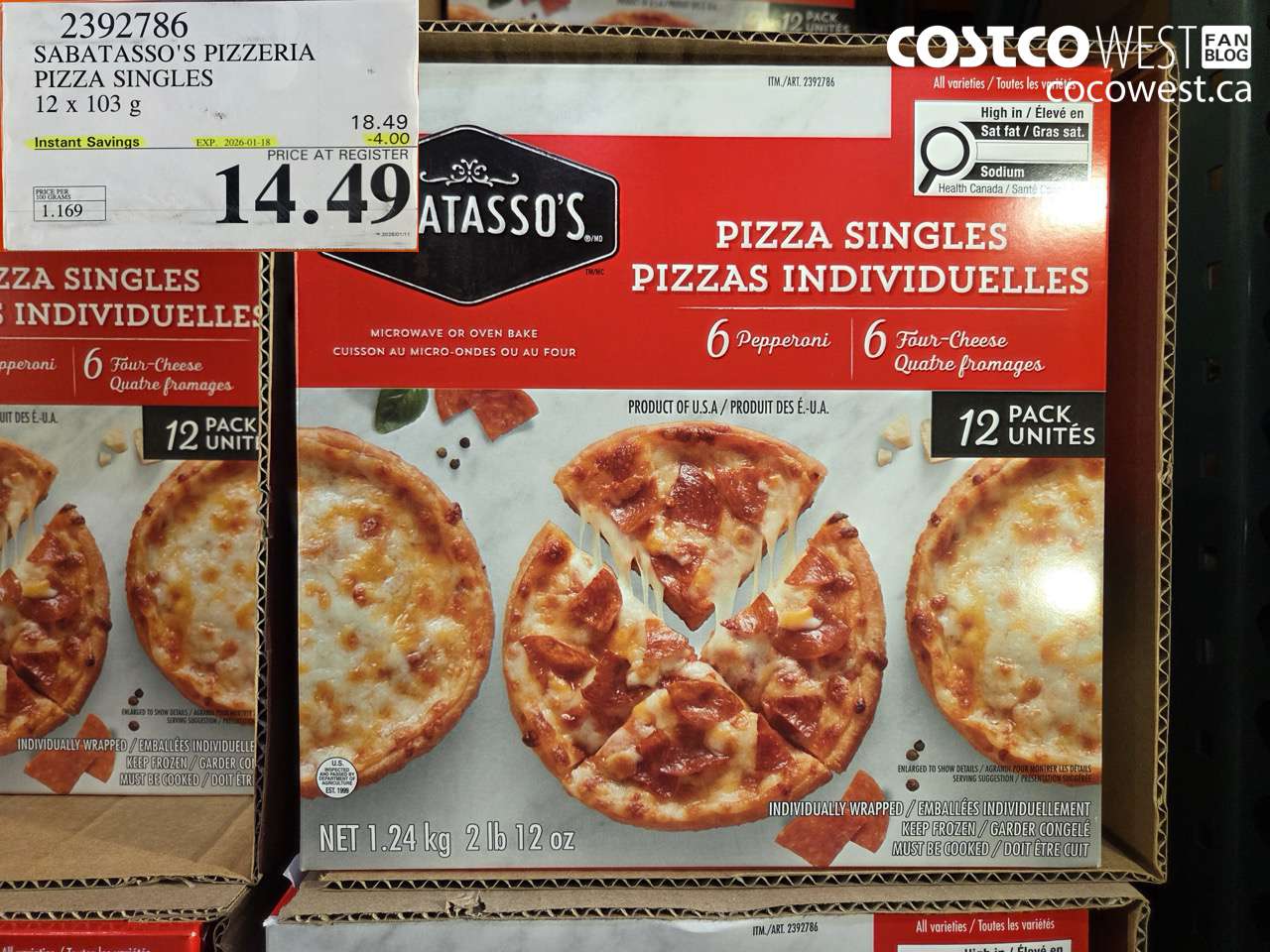 SABATASSO’S PIZZERIA PIZZA SINGLES 12 X 103G